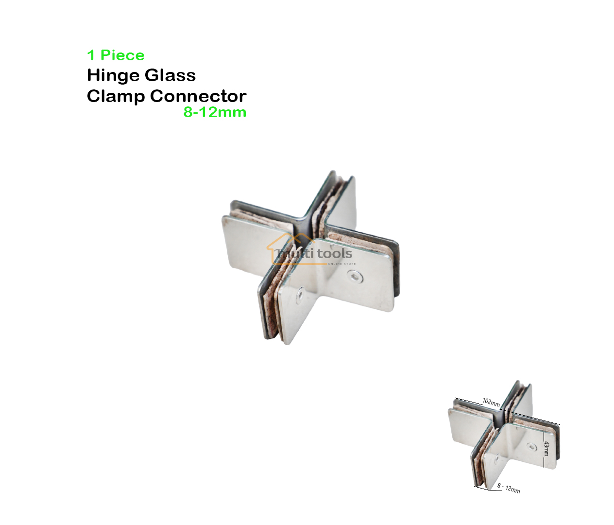 8-12mm Hinge Glass Clamp Connector.